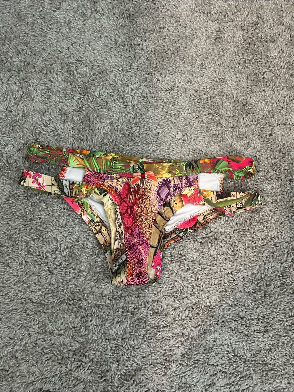 Agua Bendita Multicolor Tropical Snake-Print Bikini Bottom